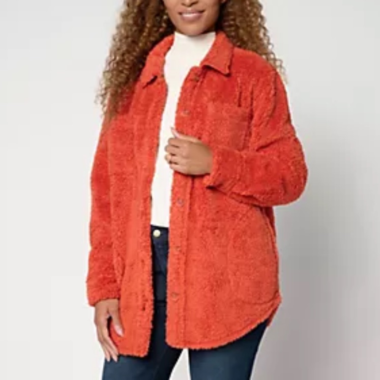 Bella Kim Gravel Autumn Glaze Orange Sherpa Shacket